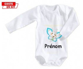 Papillon souriant (garçon) + prénom: Body bébé-su7.fr