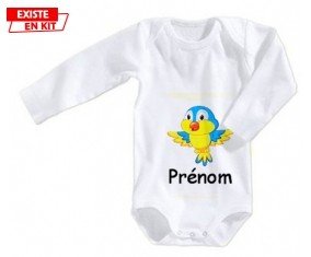 Oiseau bleu style1 + prénom: Body bébé-su7.fr