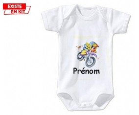Moto et style1 + prénom: Body bébé-su7.fr
