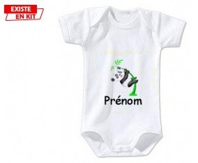 Panda style1 + prénom: Body bébé-su7.fr