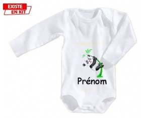 Panda style1 + prénom: Body bébé-su7.fr