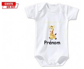Girafe style1 + prénom: Body bébé-su7.fr
