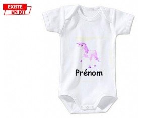 Licorne style1 + prénom: Body bébé-su7.fr