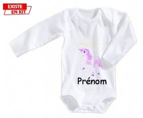 Licorne style1 + prénom: Body bébé-su7.fr