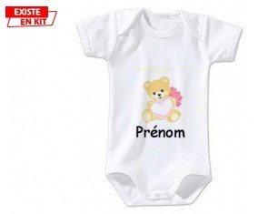 Ours cœur + prénom: Body bébé-su7.fr