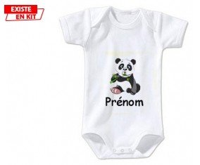 Panda style2 + prénom: Body bébé-su7.fr