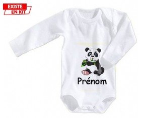 Panda style2 + prénom: Body bébé-su7.fr