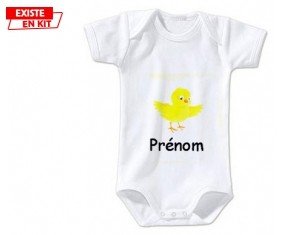 Poussin + prénom: Body bébé-su7.fr