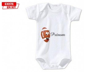 Rugby ballon + prénom: Body bébé-su7.fr