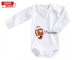 Rugby ballon + prénom: Body bébé-su7.fr