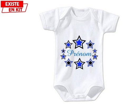 Étoile modèle (garçon) + prénom: Body bébé-su7.fr