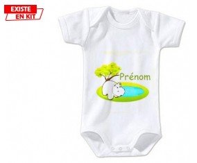 Hypopotame + prénom: Body bébé-su7.fr
