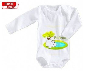 Hypopotame + prénom: Body bébé-su7.fr