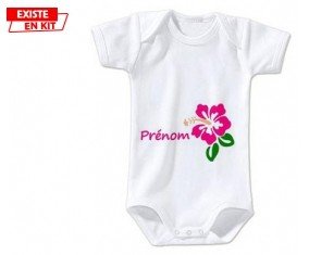 Fleur guadeloupe + prénom: Body bébé-su7.fr