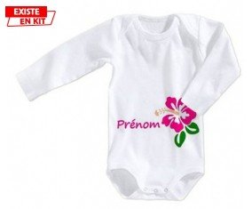 Fleur guadeloupe + prénom: Body bébé-su7.fr
