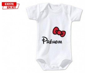 Noeud + prénom: Body bébé-su7.fr