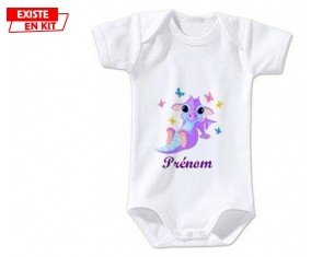 Dragon papillons + prénom: Body bébé-su7.fr