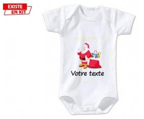 Père noël et cadeau + prénom: Body bébé-su7.fr