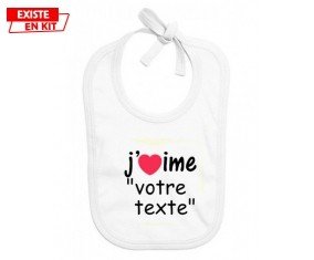 J'aime style2 + prénom: Bavoir bébé-su7.fr