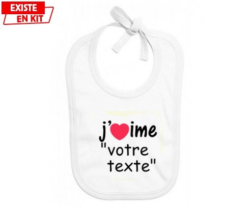 J'aime style2 + prénom: Bavoir bébé-su7.fr
