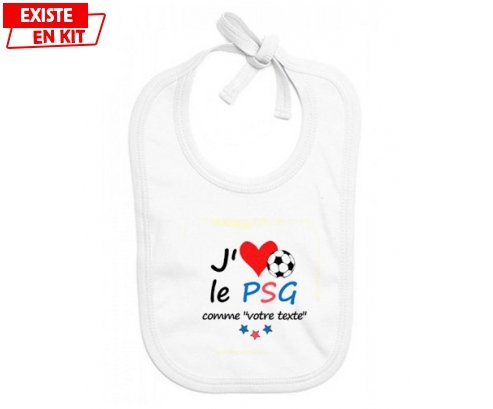 J'aime le psg + prénom: Bavoir bébé-su7.fr