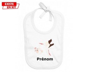 Cigogne (fille) + prénom : Bavoir bébé