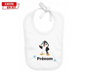 Pingouin + prénom: Bavoir bébé-su7.fr