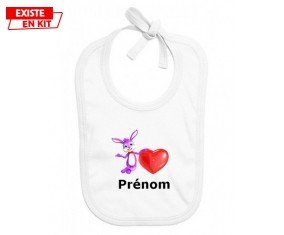Lapin cœur + prénom: Bavoir bébé-su7.fr