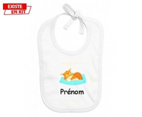 Chat dodo + prénom: Bavoir bébé-su7.fr