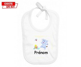 Eléphant style2 + prénom: Bavoir bébé-su7.fr