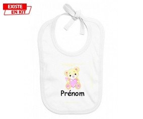 Ourson (fille) + prénom: Bavoir bébé-su7.fr