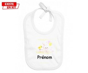 Lapin train + prénom: Bavoir bébé-su7.fr