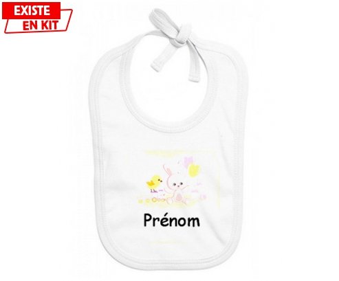 Lapin train + prénom: Bavoir bébé-su7.fr