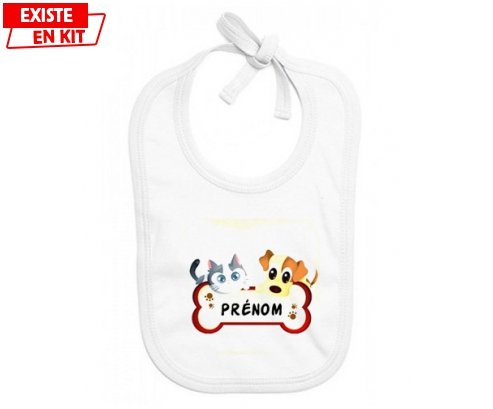 Chien chat os + prénom: Bavoir bébé-su7.fr
