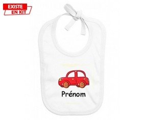 Voiture rouge + prénom: Bavoir bébé-su7.fr