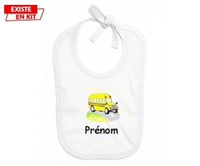 Bus jaune + prénom: Bavoir bébé-su7.fr