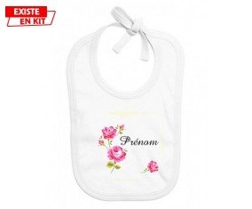 Tige fleur + prénom: Bavoir bébé-su7.fr