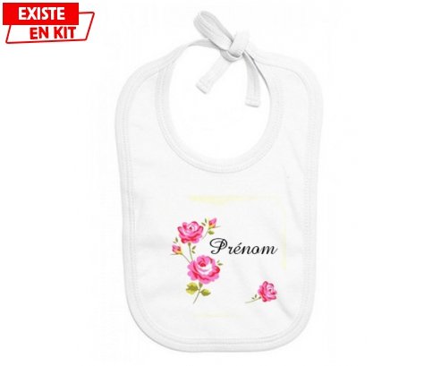 Tige fleur + prénom: Bavoir bébé-su7.fr