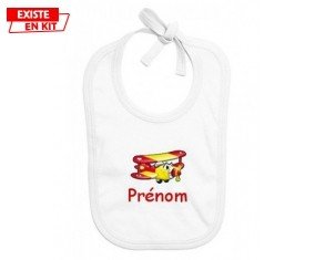 Avion rouge + prénom : Bavoir bébé