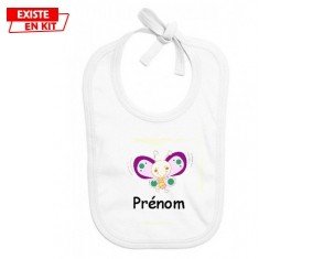 Papillon souriant (fille) + prénom: Bavoir bébé-su7.fr