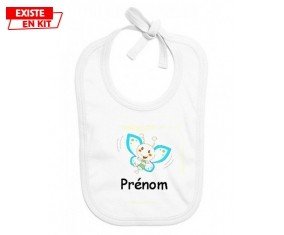 Papillon souriant (garçon) + prénom: Bavoir bébé-su7.fr