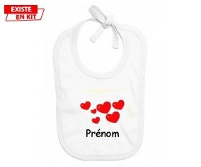 Cœurs Style2 + prénom : Bavoir bébé-su7.fr