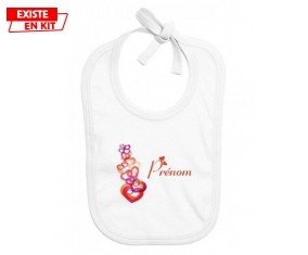 Coeurs + prénom: Bavoir bébé-su7.fr