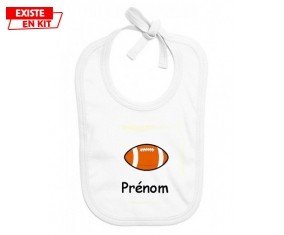 Ballon rugby style1 + prénom : Bavoir bébé