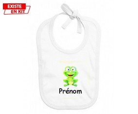 Grenouille + prénom: Bavoir bébé-su7.fr