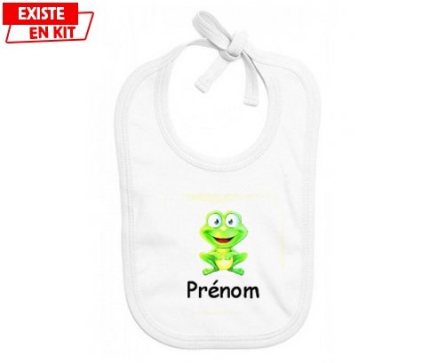 Grenouille + prénom: Bavoir bébé-su7.fr