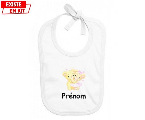 Ourson câlin + prénom: Bavoir bébé-su7.fr