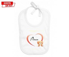 Ourson cœur + prénom: Bavoir bébé-su7.fr