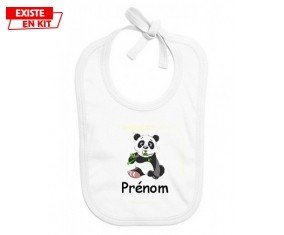 Panda style2 + prénom: Bavoir bébé-su7.fr