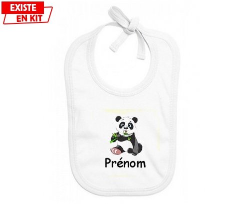 Panda style2 + prénom: Bavoir bébé-su7.fr